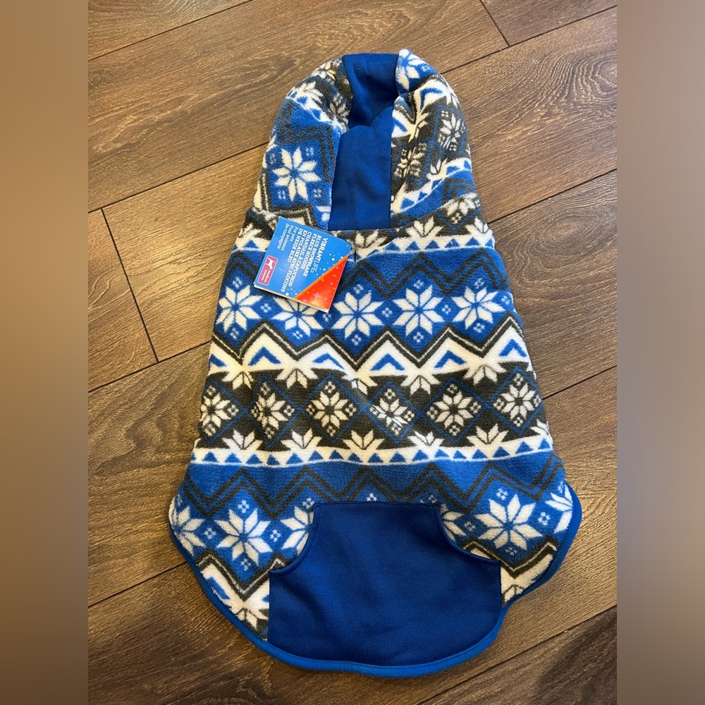 Blue snowflake fleece hoodie for pets